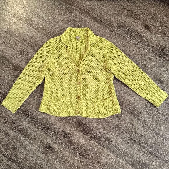 J. Jill Cotton Blend Green Cardigan - Picture 1 of 9
